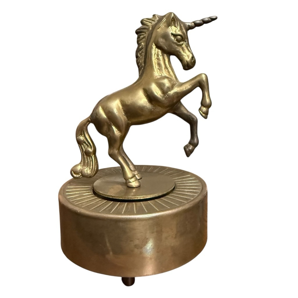 Vintage 1982 Aldon Solid Brass Unicorn Music Box Made in Taiwan